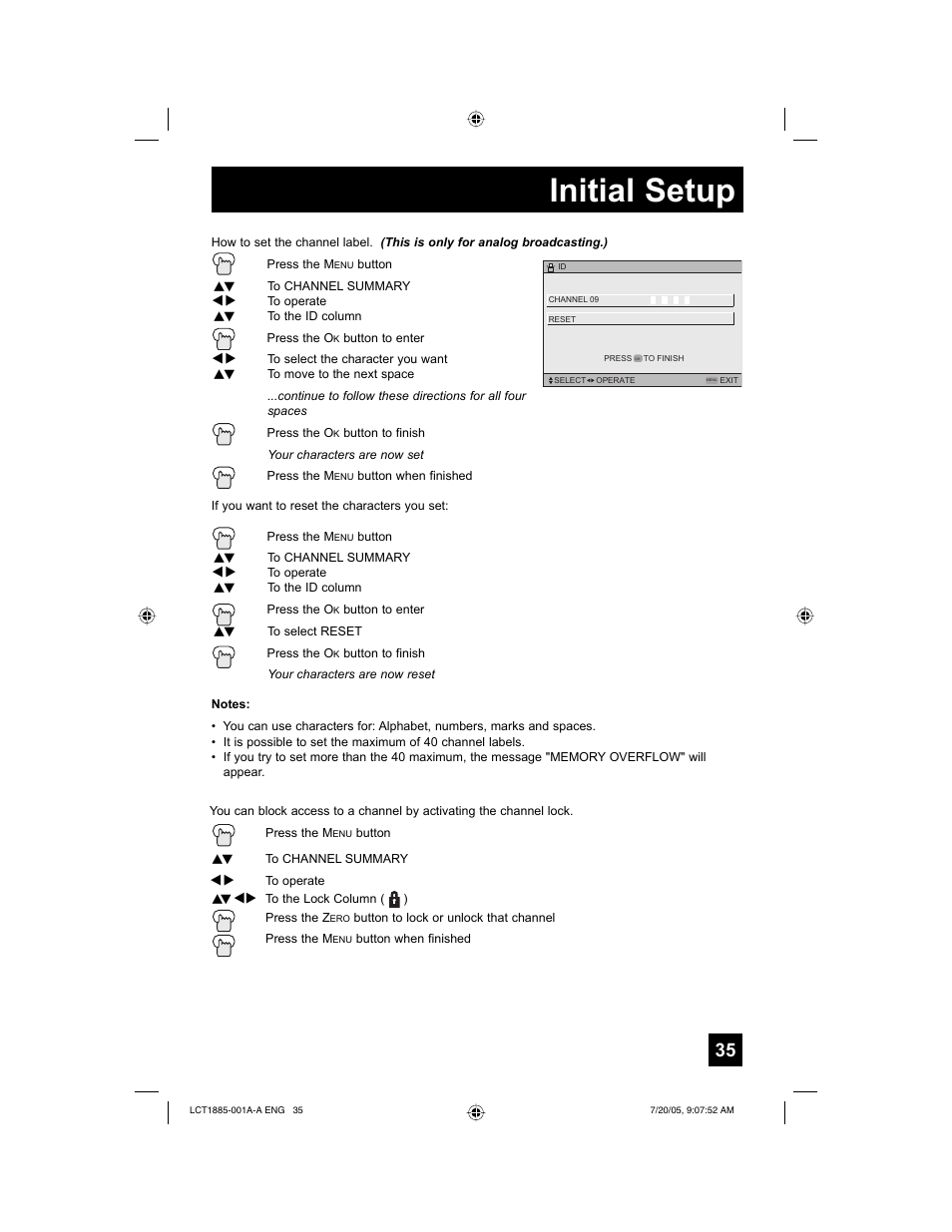 Initial setup | JVC I'Art Pro LCT1885-001A-A User Manual | Page 35 / 80