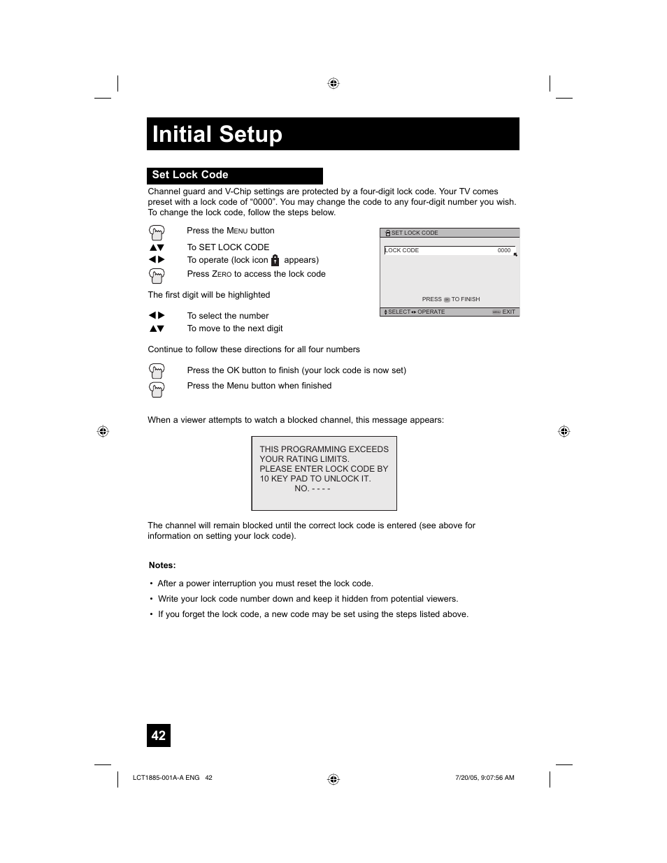 Initial setup | JVC I'Art Pro LCT1885-001A-A User Manual | Page 42 / 80