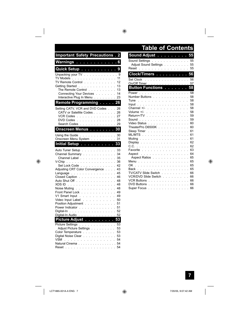 JVC I'Art Pro LCT1885-001A-A User Manual | Page 7 / 80