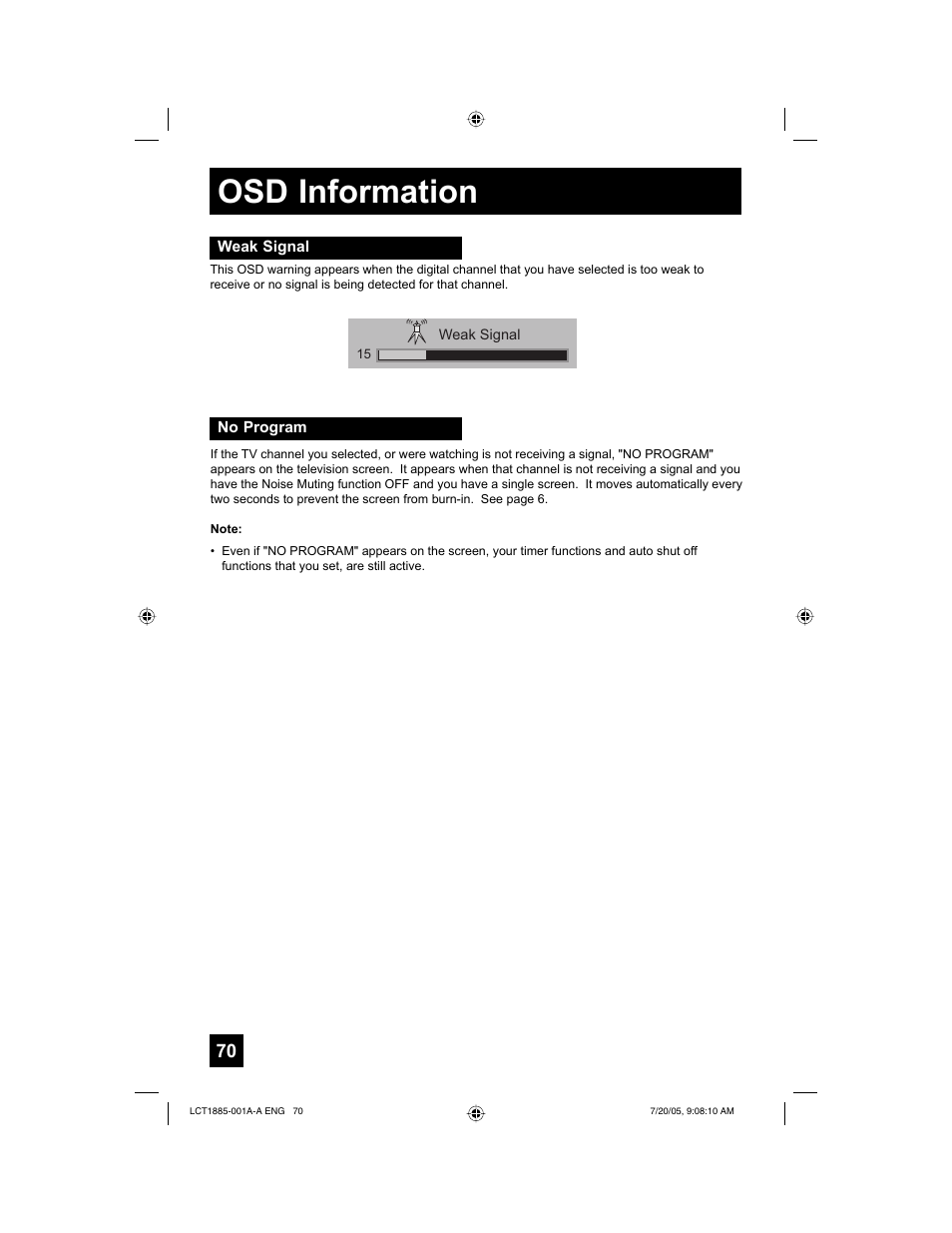 Osd information | JVC I'Art Pro LCT1885-001A-A User Manual | Page 70 / 80