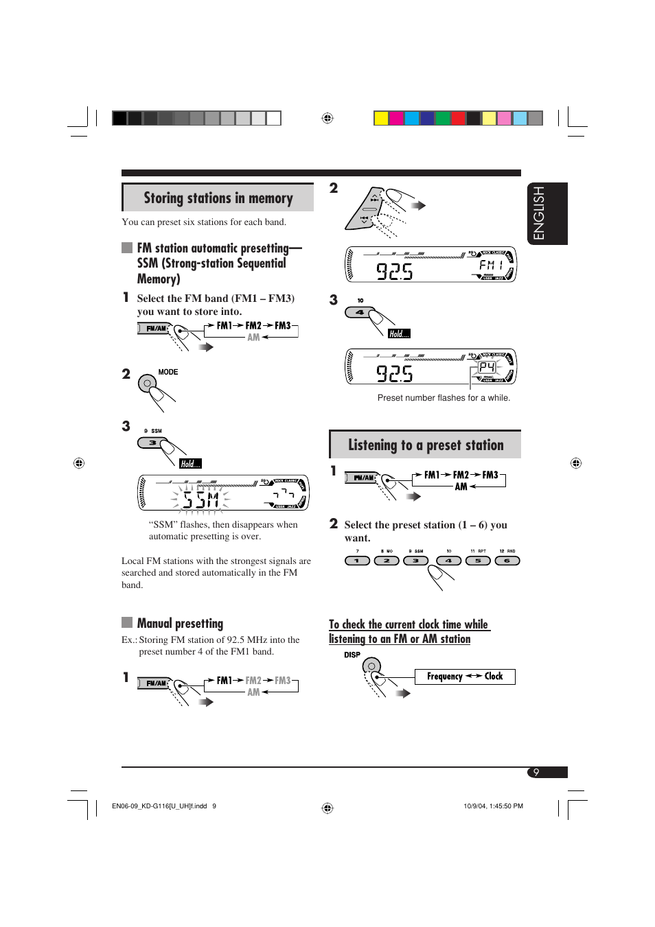 Listening to a preset station | JVC KD-G116 User Manual | Page 9 / 66
