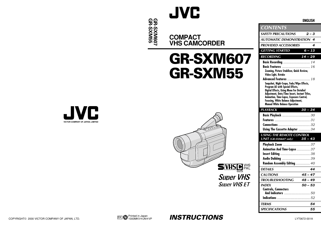 JVC 1000MKV*UN*VP User Manual | 55 pages