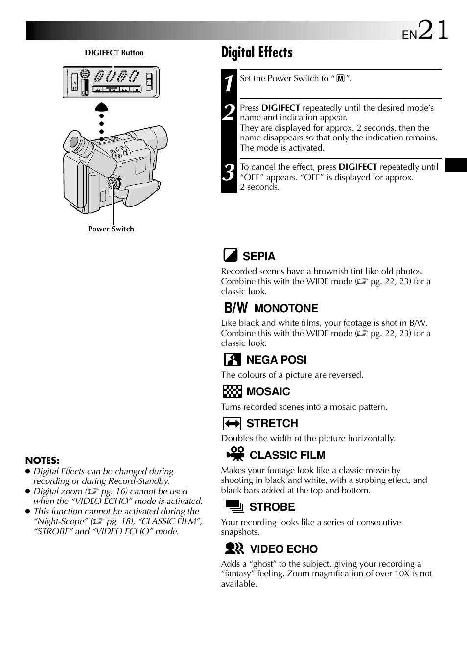 Digital effects | JVC 1000MKV*UN*VP User Manual | Page 21 / 55