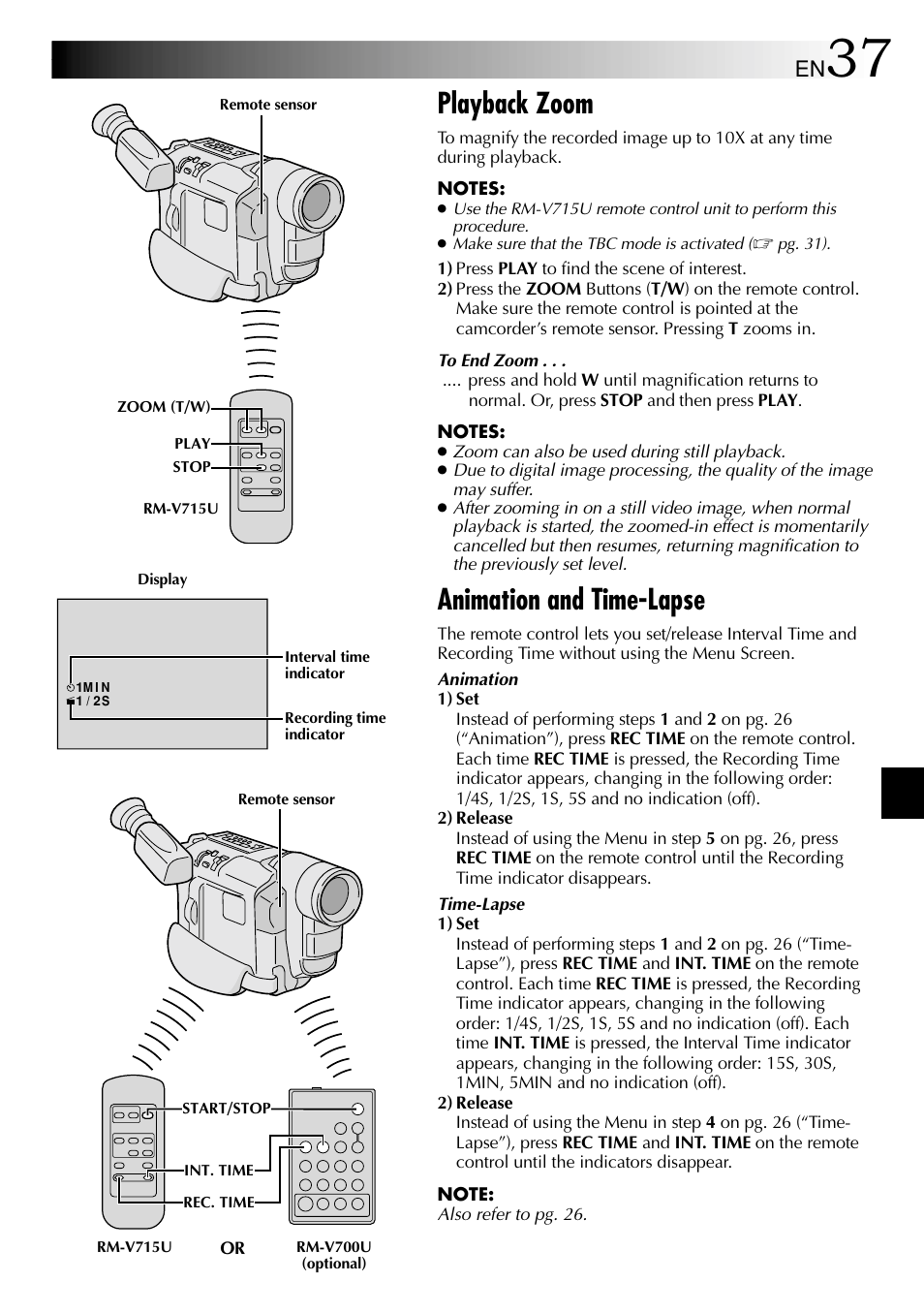 Playback zoom, Animation and time-lapse | JVC 1000MKV*UN*VP User Manual | Page 37 / 55