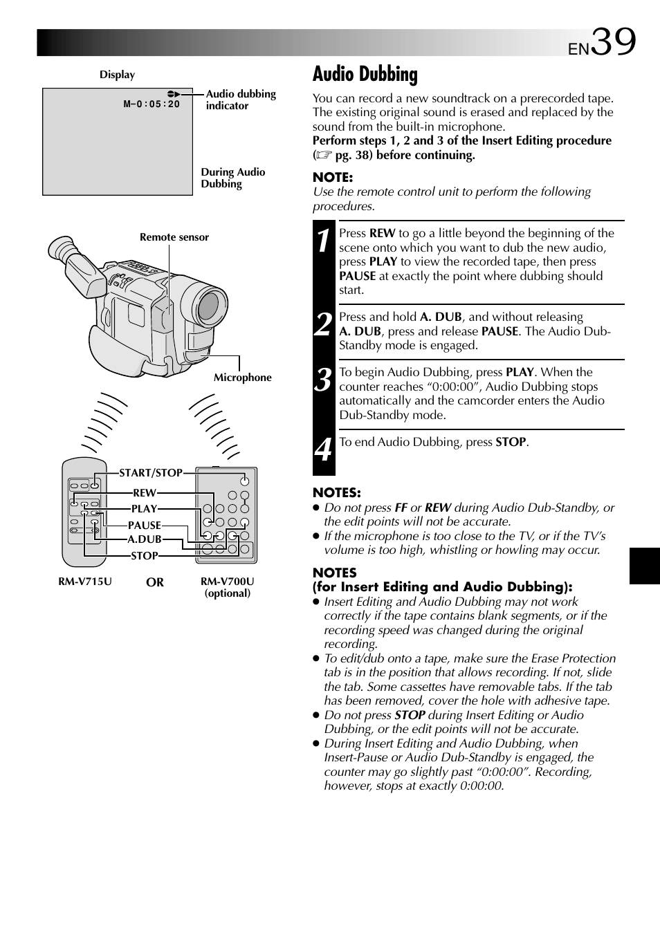 Audio dubbing | JVC 1000MKV*UN*VP User Manual | Page 39 / 55