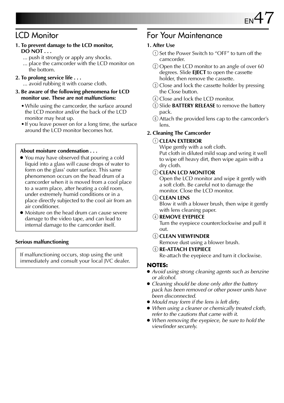 For your maintenance, Lcd monitor | JVC 1000MKV*UN*VP User Manual | Page 47 / 55