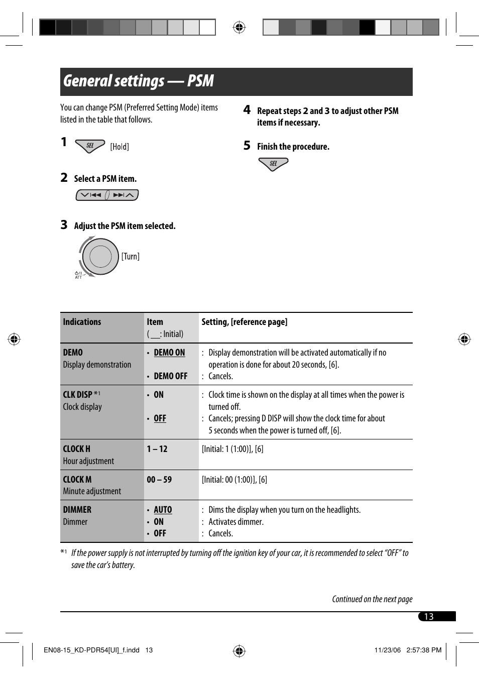 General settings — psm | JVC KD-PDR50 User Manual | Page 101 / 198