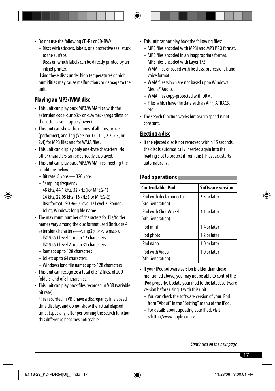 Ipod operations | JVC KD-PDR50 User Manual | Page 105 / 198