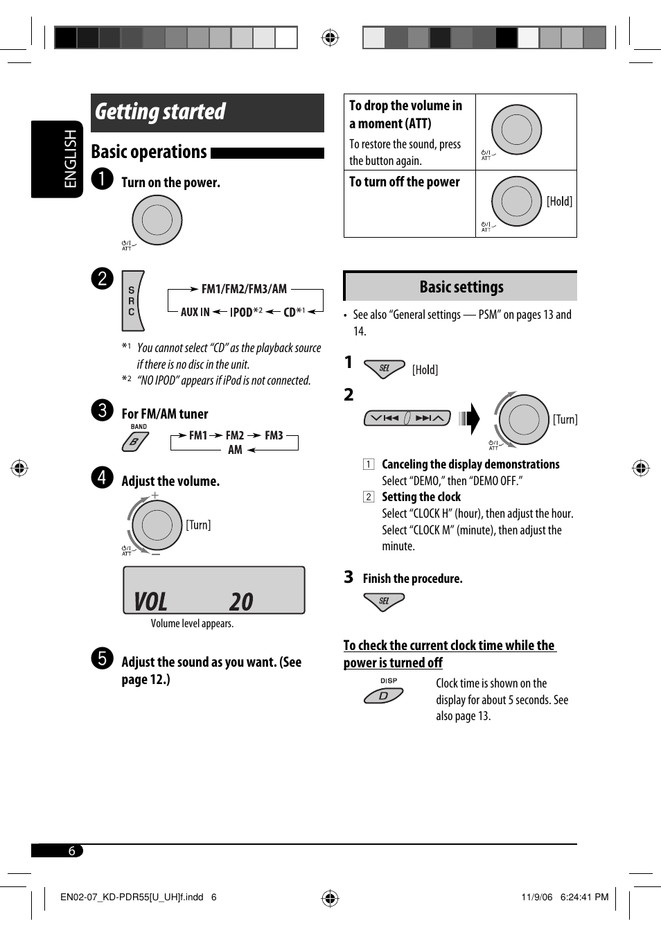 Getting started, Basic operations, Basic settings | JVC KD-PDR50 User Manual | Page 120 / 198