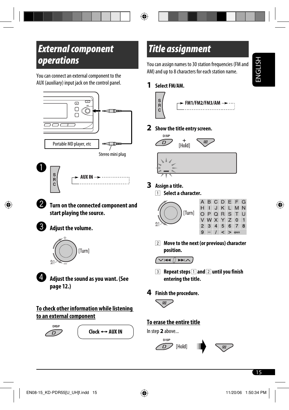 External component operations, Title assignment | JVC KD-PDR50 User Manual | Page 129 / 198