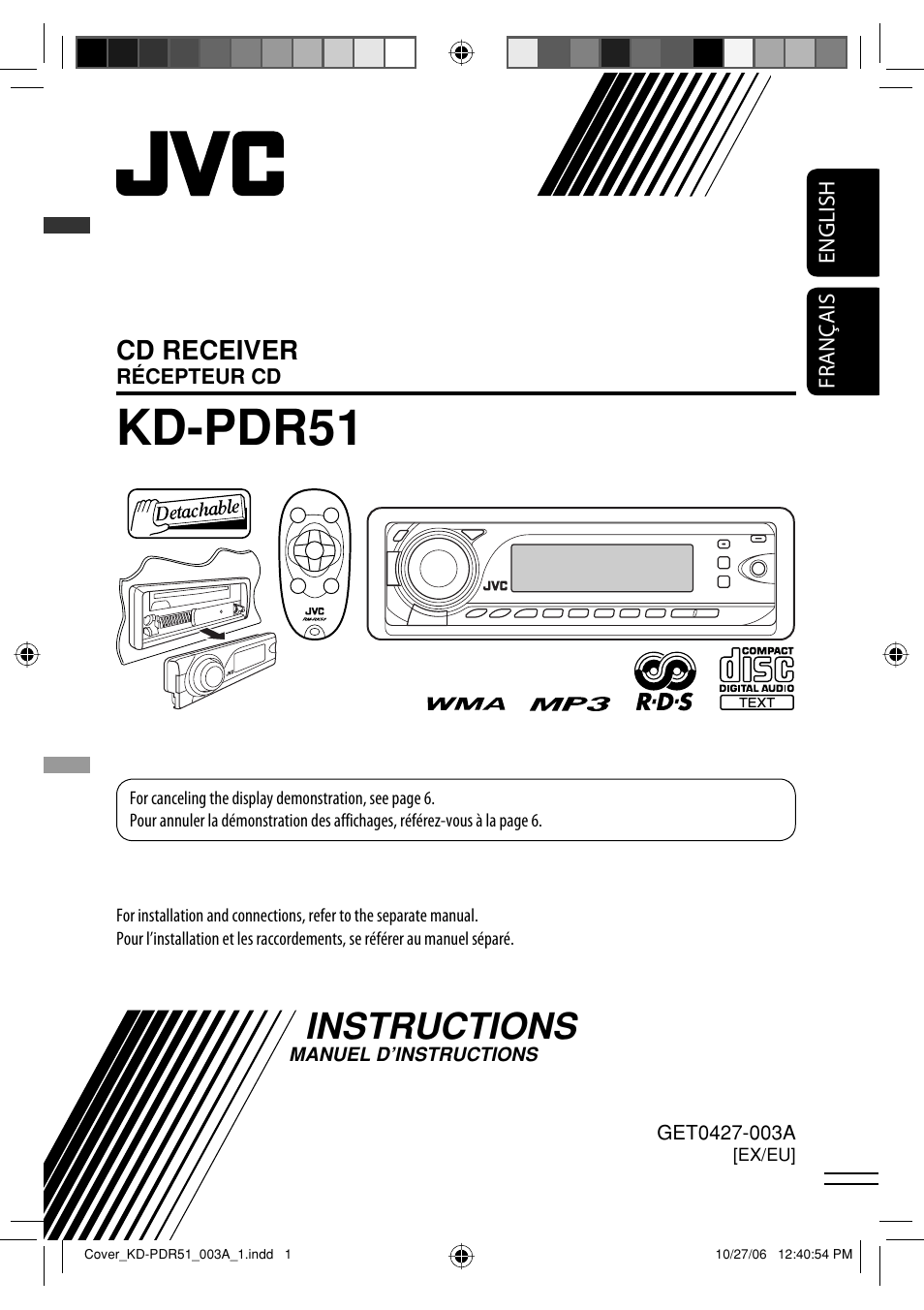 Kd-pdr51 ex/eu, Instructions, Kd-pdr51 | Cd receiver | JVC KD-PDR50 User Manual | Page 29 / 198