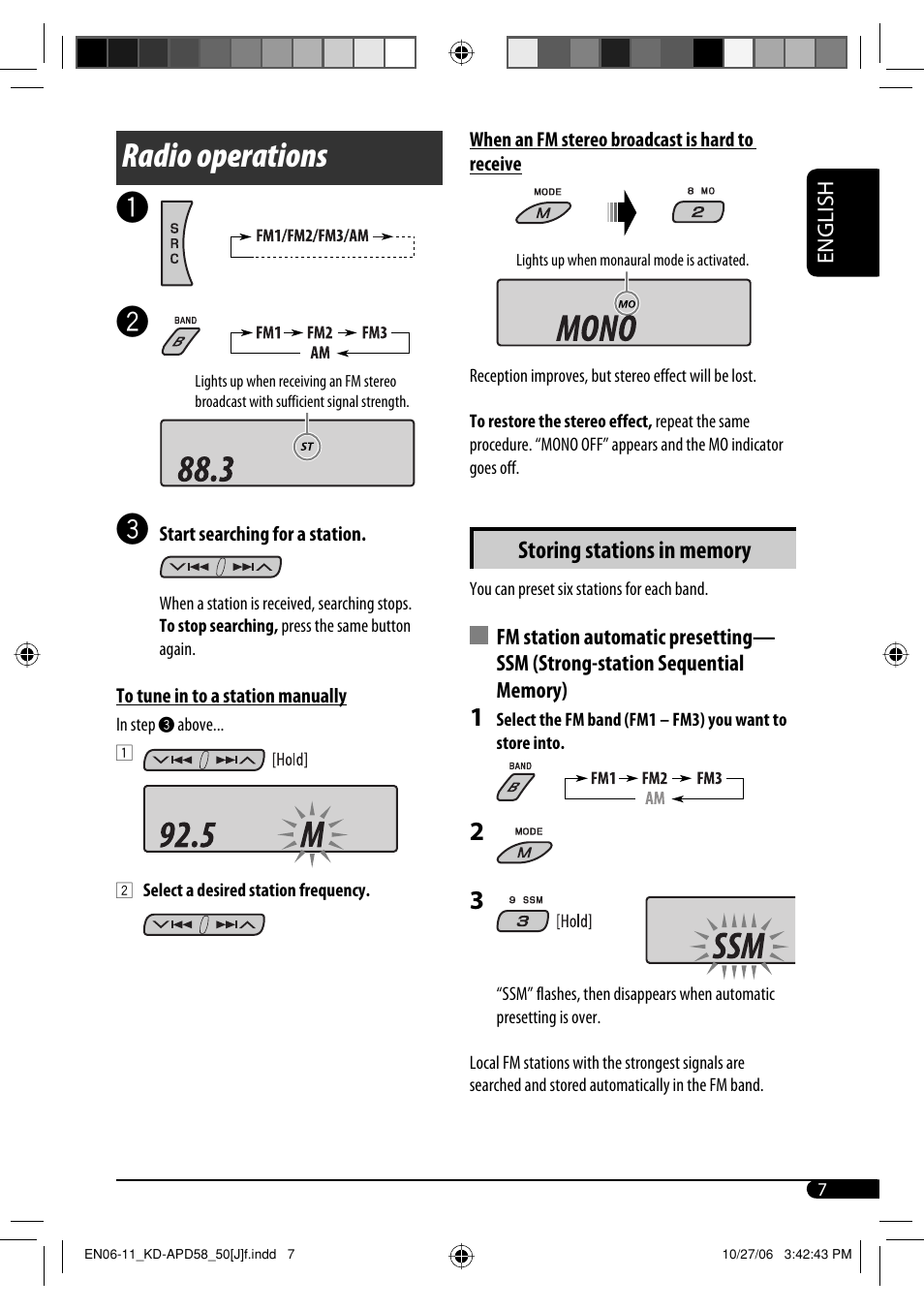 Radio operations | JVC KD-PDR50 User Manual | Page 7 / 198