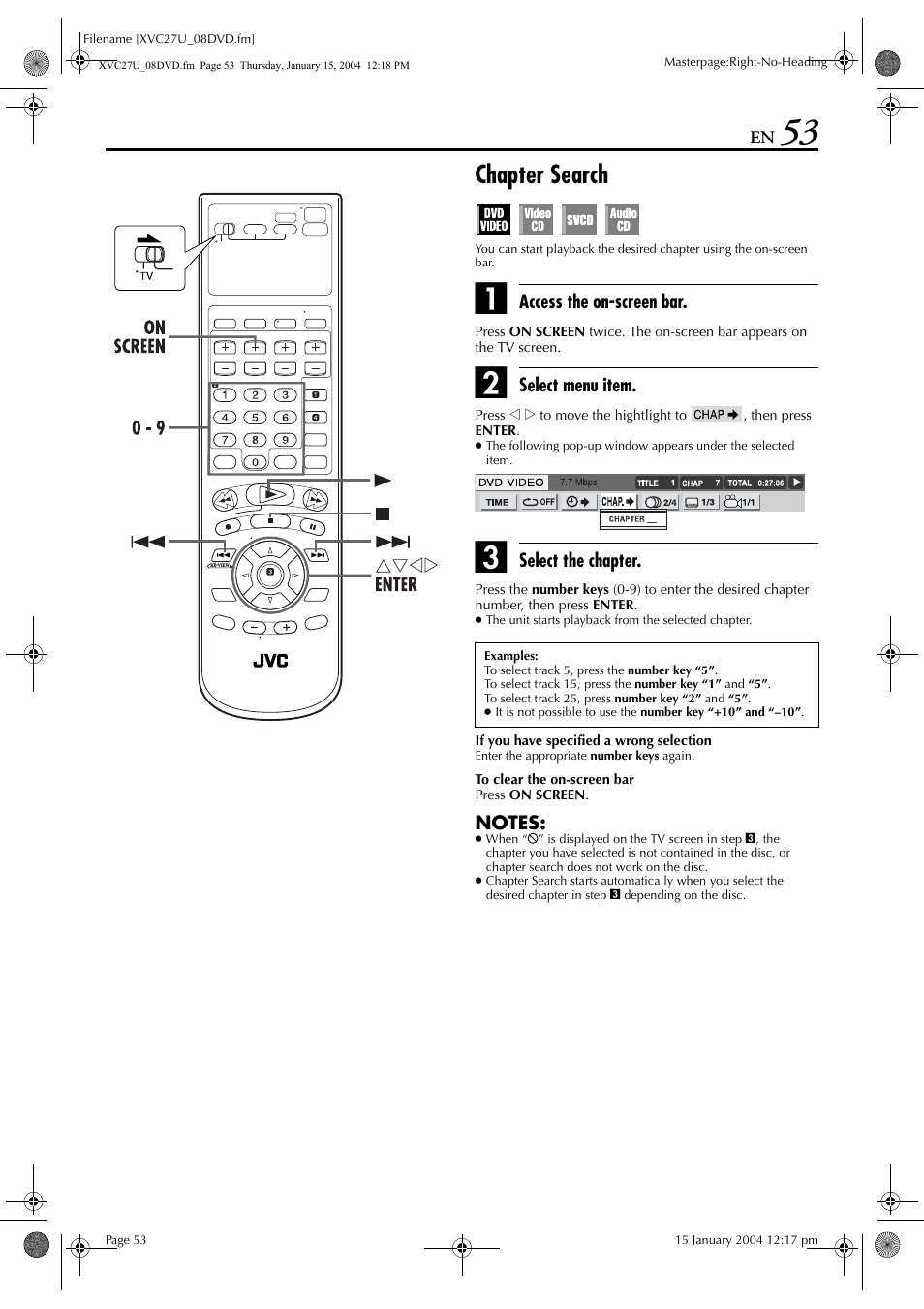 Chapter search, Tion, Pg. 53) | JVC HR-XVC26U User Manual | Page 53 / 92