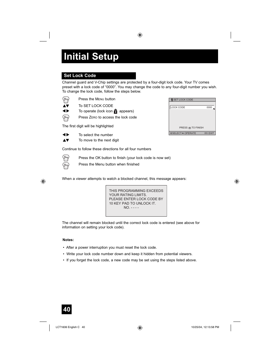 Initial setup | JVC LCT1606-001B-A User Manual | Page 40 / 72