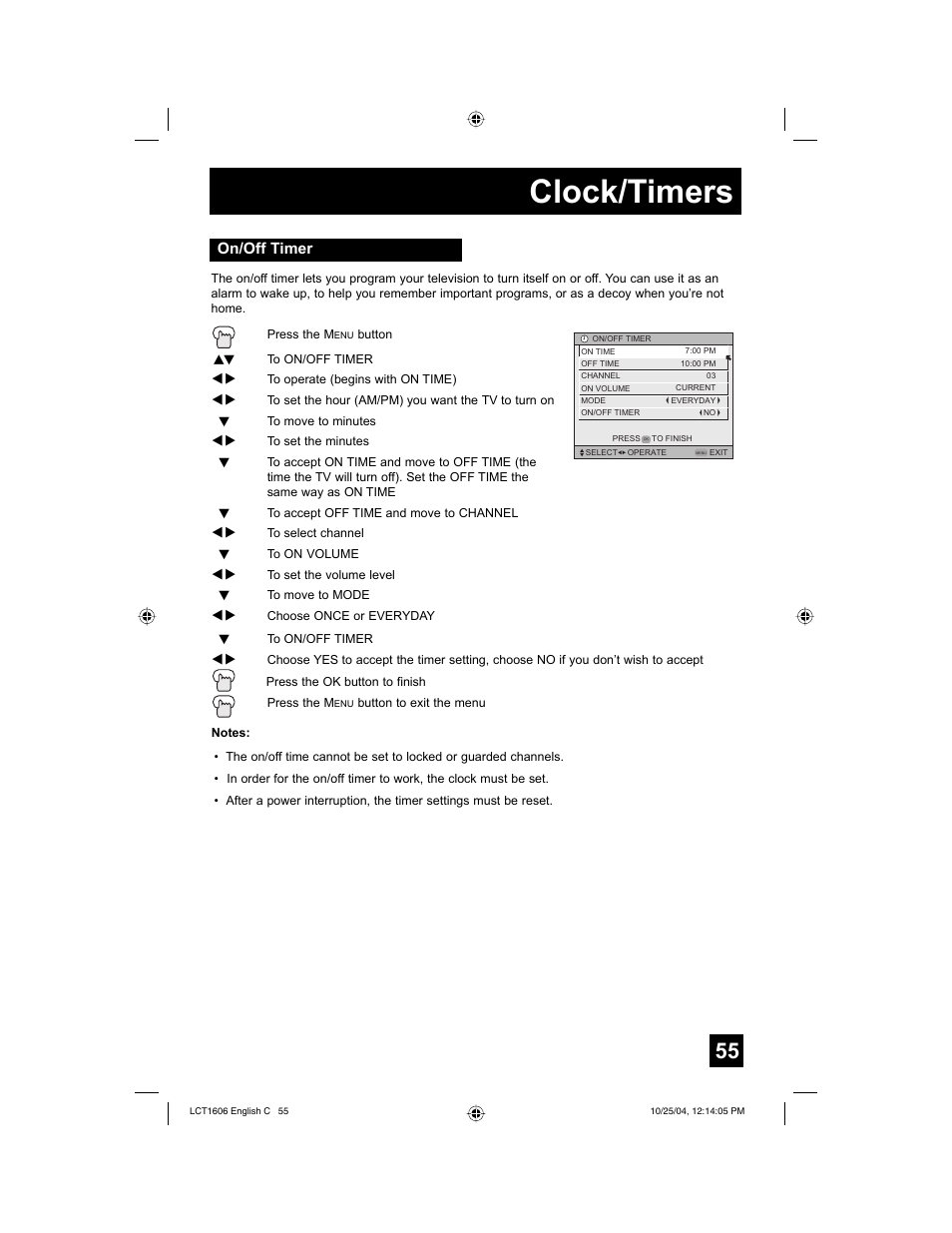 Clock/timers | JVC LCT1606-001B-A User Manual | Page 55 / 72