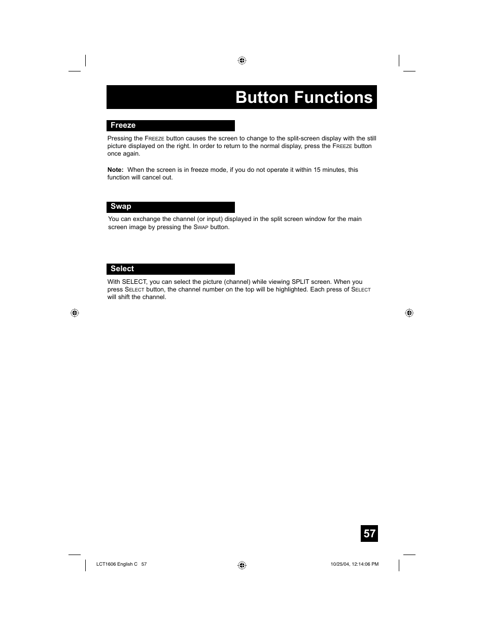 Button functions | JVC LCT1606-001B-A User Manual | Page 57 / 72