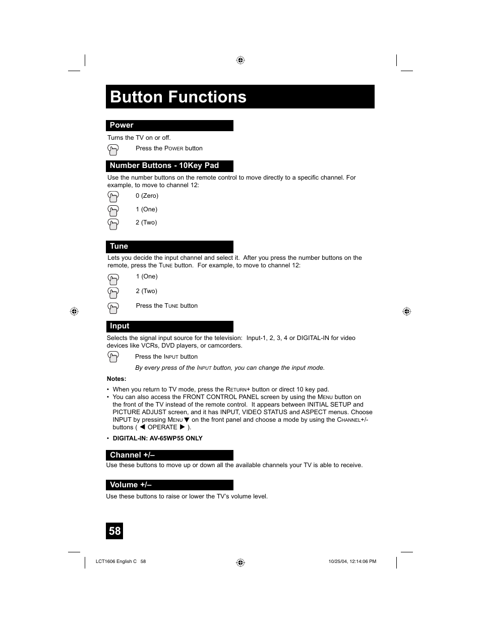 Button functions | JVC LCT1606-001B-A User Manual | Page 58 / 72