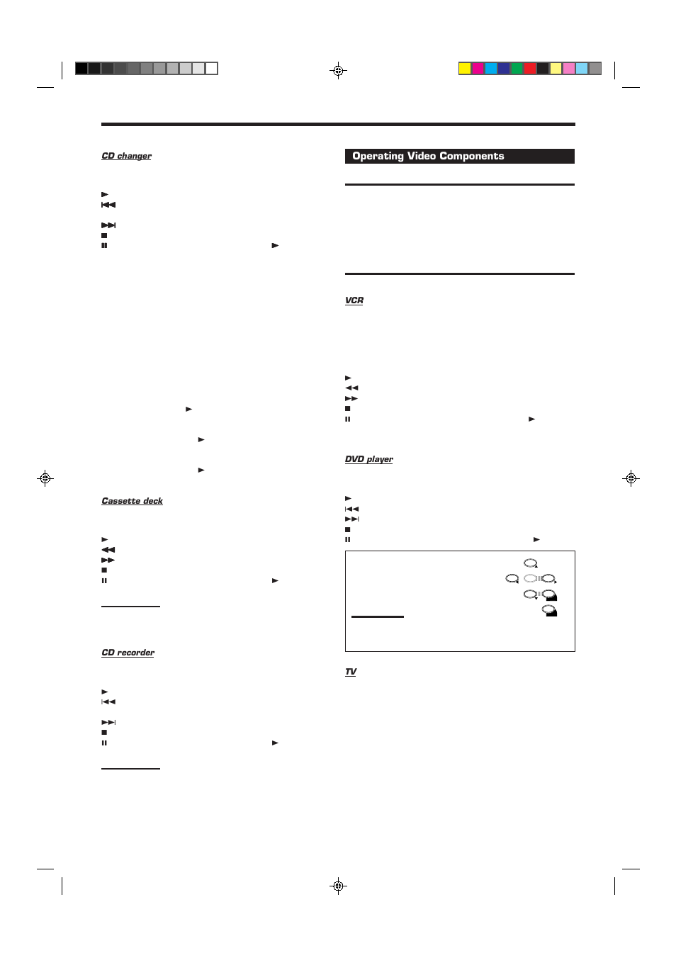 Operating video components | JVC RX-6010VBK User Manual | Page 30 / 36