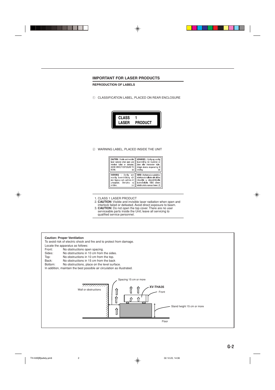 Class 1 laser product | JVC SP-THA35 User Manual | Page 3 / 68
