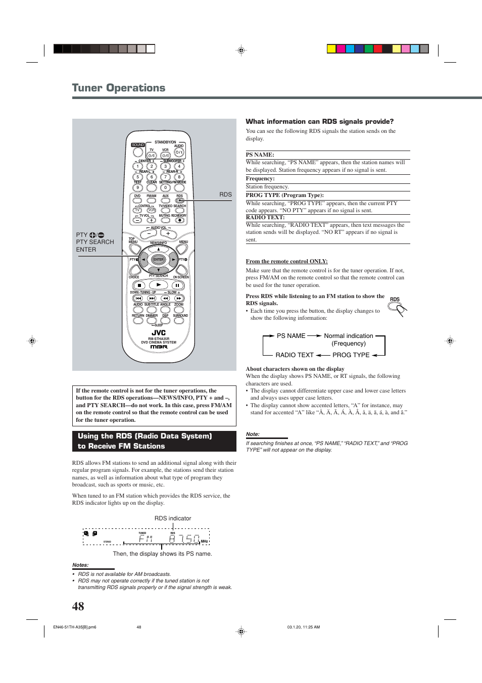 Tuner operations, What information can rds signals provide | JVC SP-THA35 User Manual | Page 52 / 68