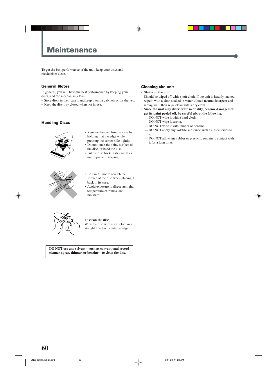 Maintenance | JVC SP-THA35 User Manual | Page 64 / 68