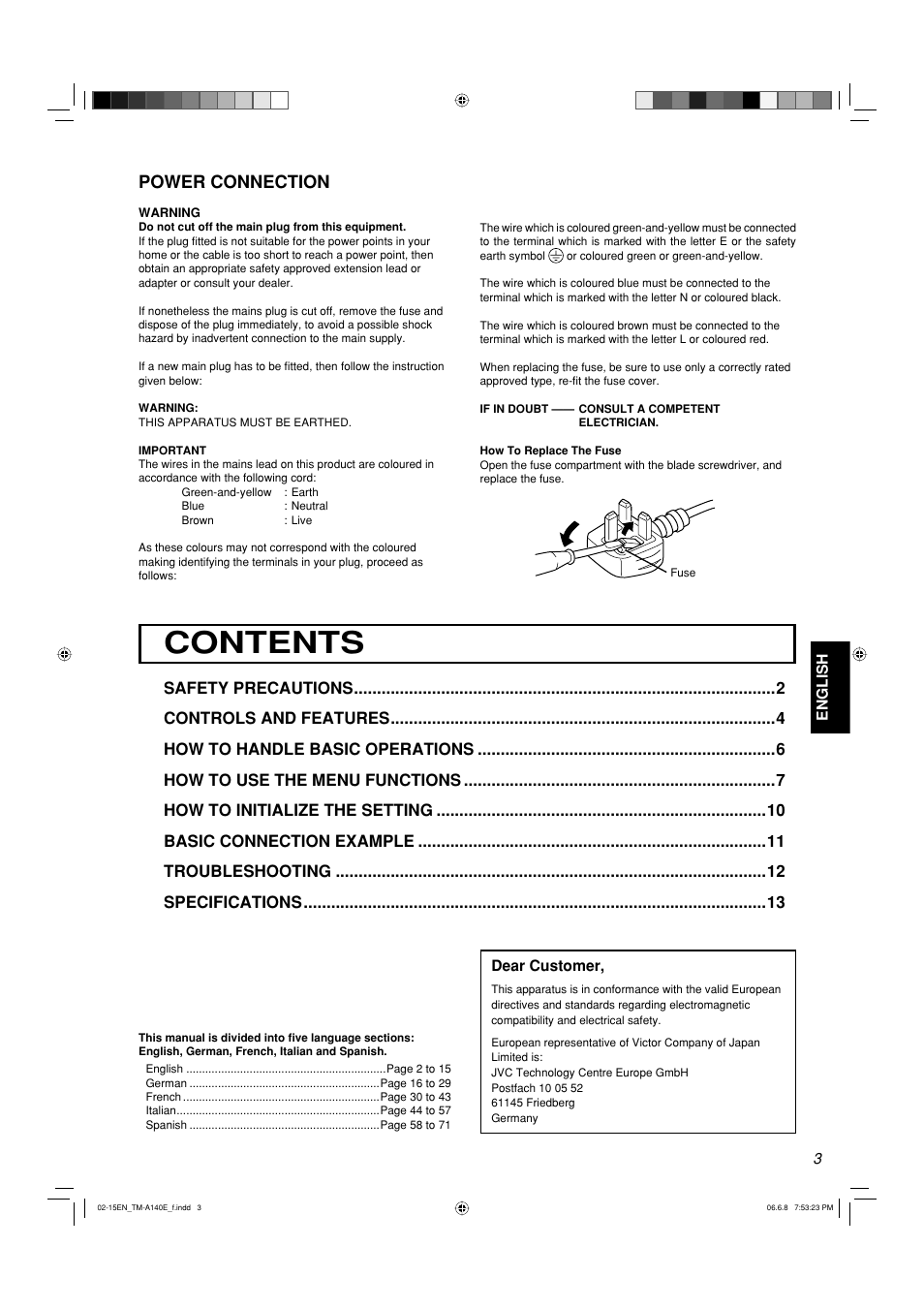 JVC Colour Video Monitor TM-A140E User Manual | Page 3 / 16