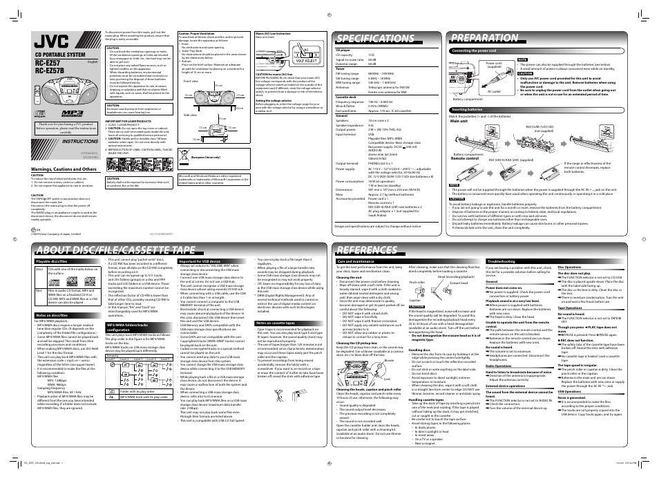 JVC RC-EZ57B User Manual | 2 pages