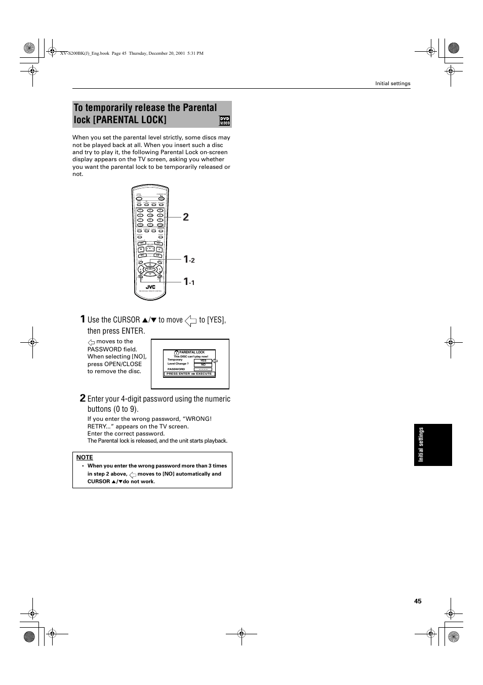 Initial settings | JVC XV S200BK User Manual | Page 47 / 55