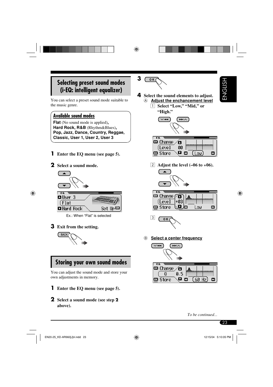 Storing your own sound modes | JVC KD-LH910 User Manual | Page 23 / 58