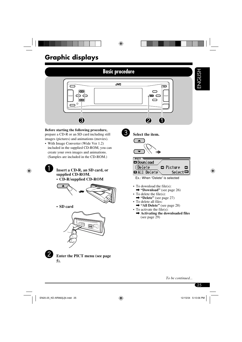 Graphic displays, Basic procedure | JVC KD-LH910 User Manual | Page 25 / 58