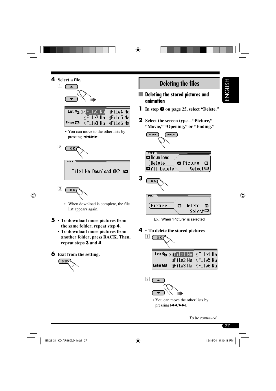 Deleting the fi les | JVC KD-LH910 User Manual | Page 27 / 58