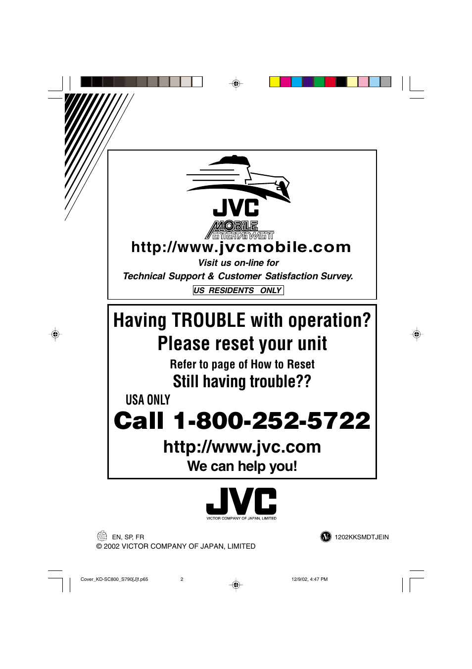Still having trouble, We can help you, Usa only | JVC KD-S790 User Manual | Page 26 / 30