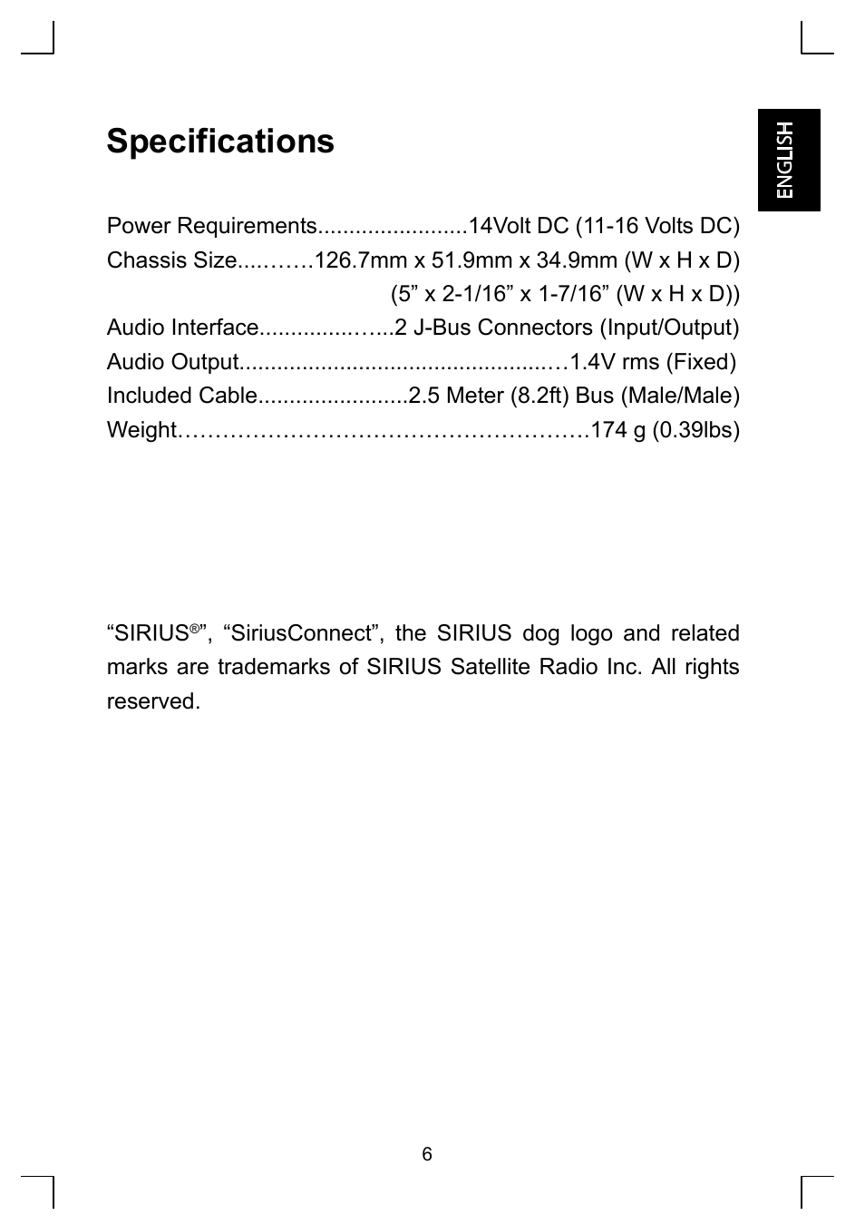 Specifications | JVC KS-SRA100 User Manual | Page 7 / 8