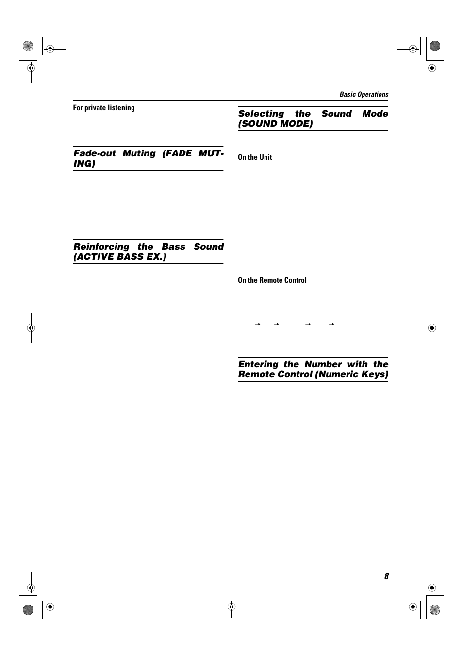 Fade-out muting (fade mut- ing), Reinforcing the bass sound (active bass ex.), Selecting the sound mode (sound mode) | JVC CA-MXK3R User Manual | Page 11 / 32