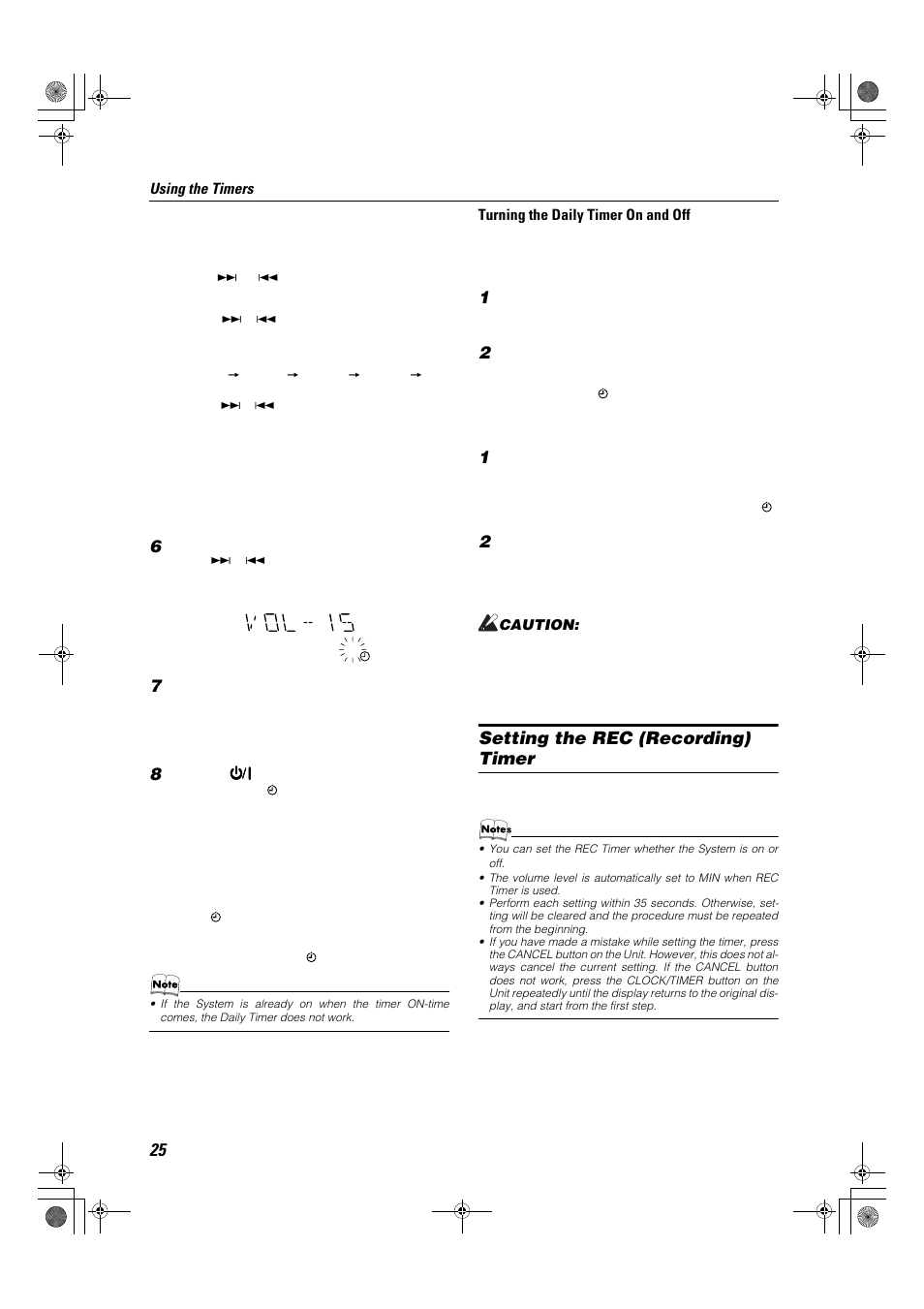 Setting the rec (recording) timer | JVC CA-MXK3R User Manual | Page 28 / 32
