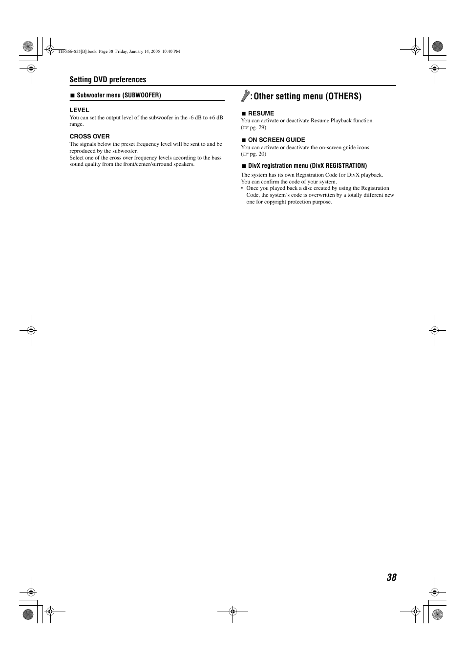 Other setting menu (others) | JVC TH-S66 User Manual | Page 41 / 49