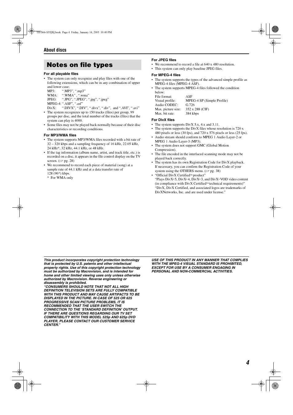About discs | JVC TH-S66 User Manual | Page 7 / 49