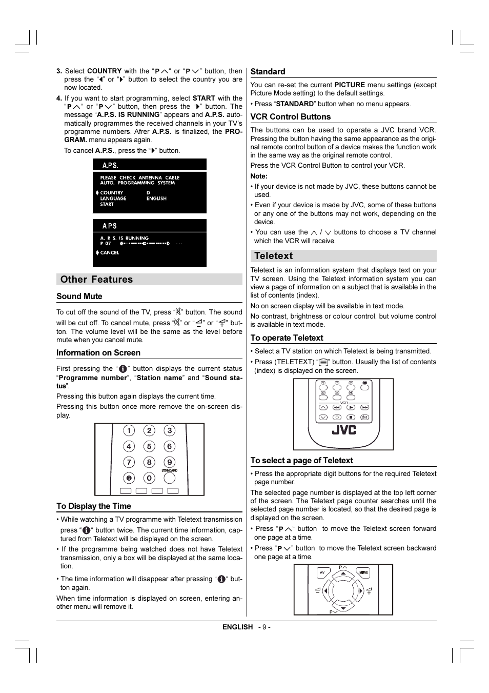 Other features, Teletext | JVC 0307-TKH-VT-VT User Manual | Page 10 / 14