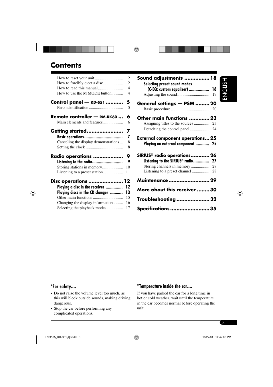 JVC KD-S51 User Manual | Page 3 / 40