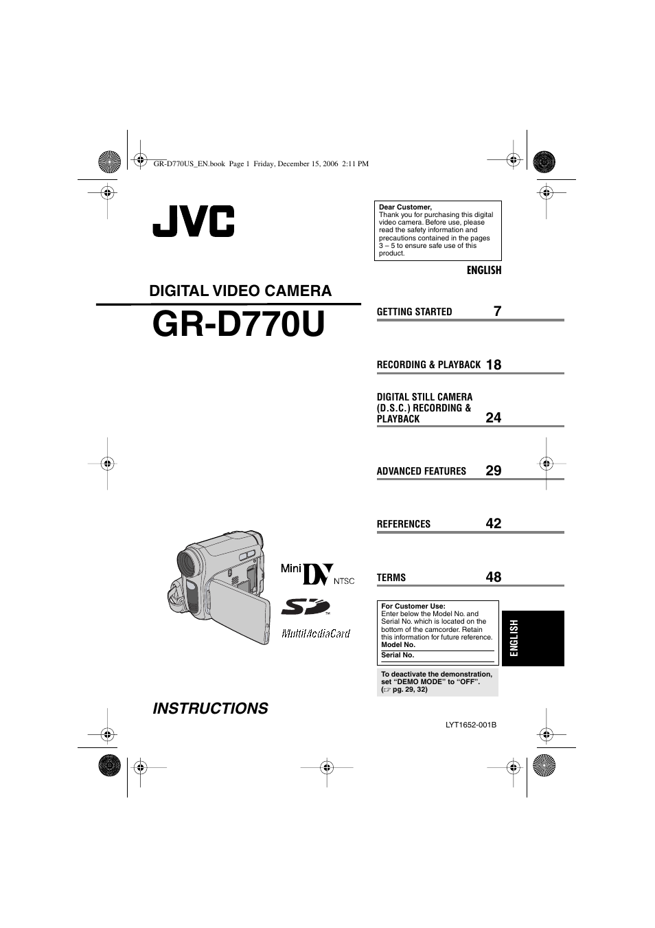 JVC GR-D770U User Manual | 48 pages