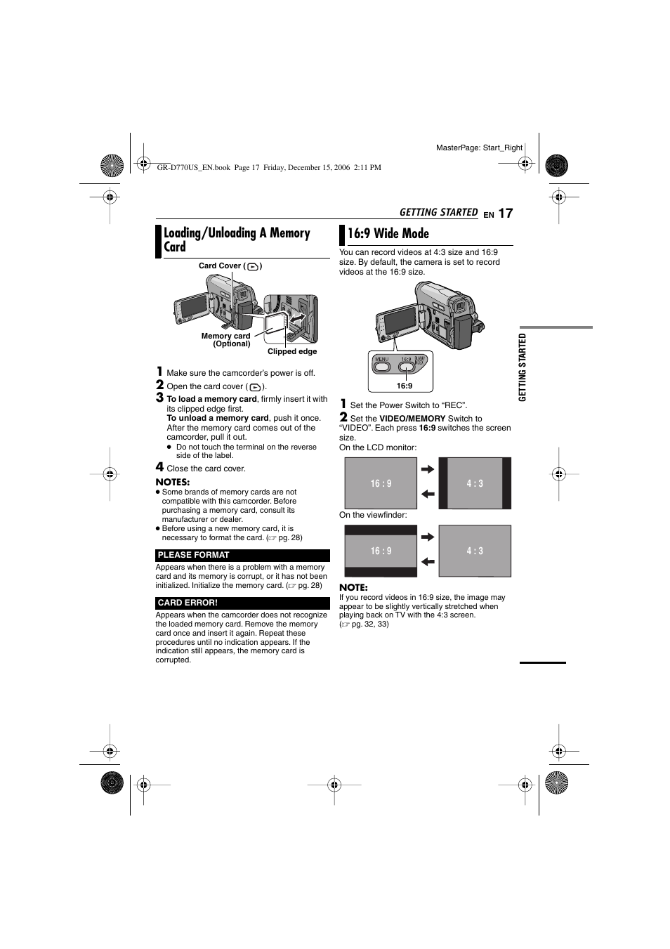 9 wide mode | JVC GR-D770U User Manual | Page 17 / 48