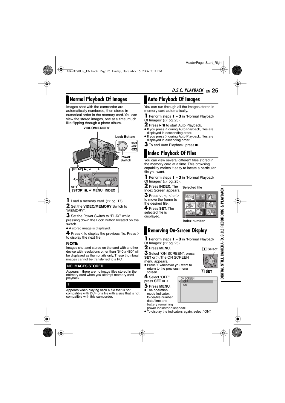 Normal playback of images | JVC GR-D770U User Manual | Page 25 / 48