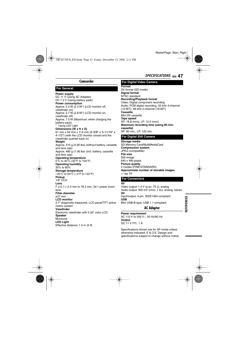 JVC GR-D770U User Manual | Page 47 / 48