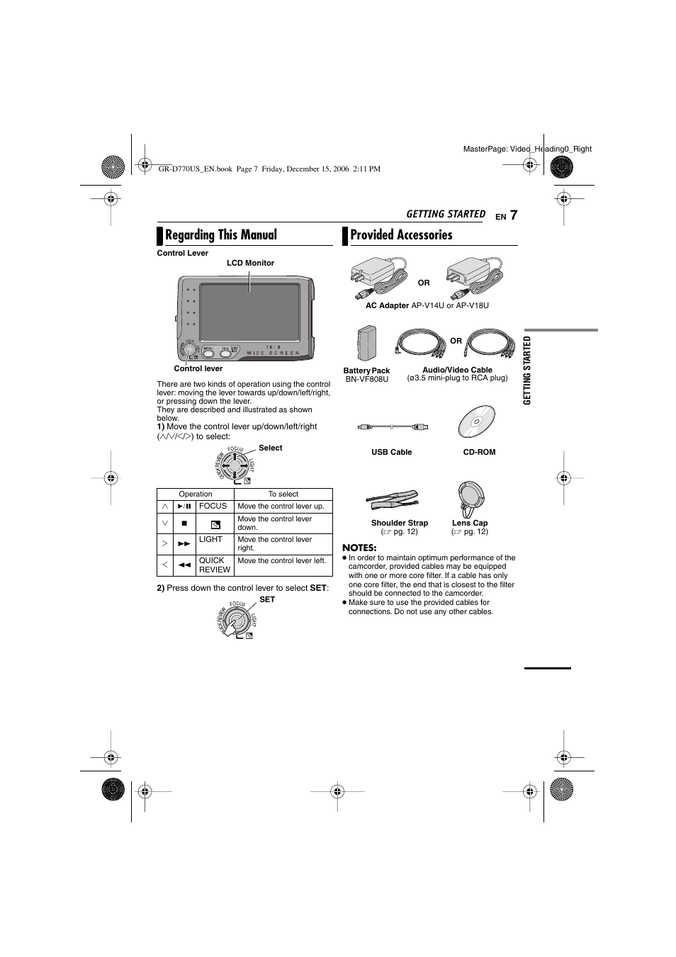Regarding this manual, Provided accessories | JVC GR-D770U User Manual | Page 7 / 48