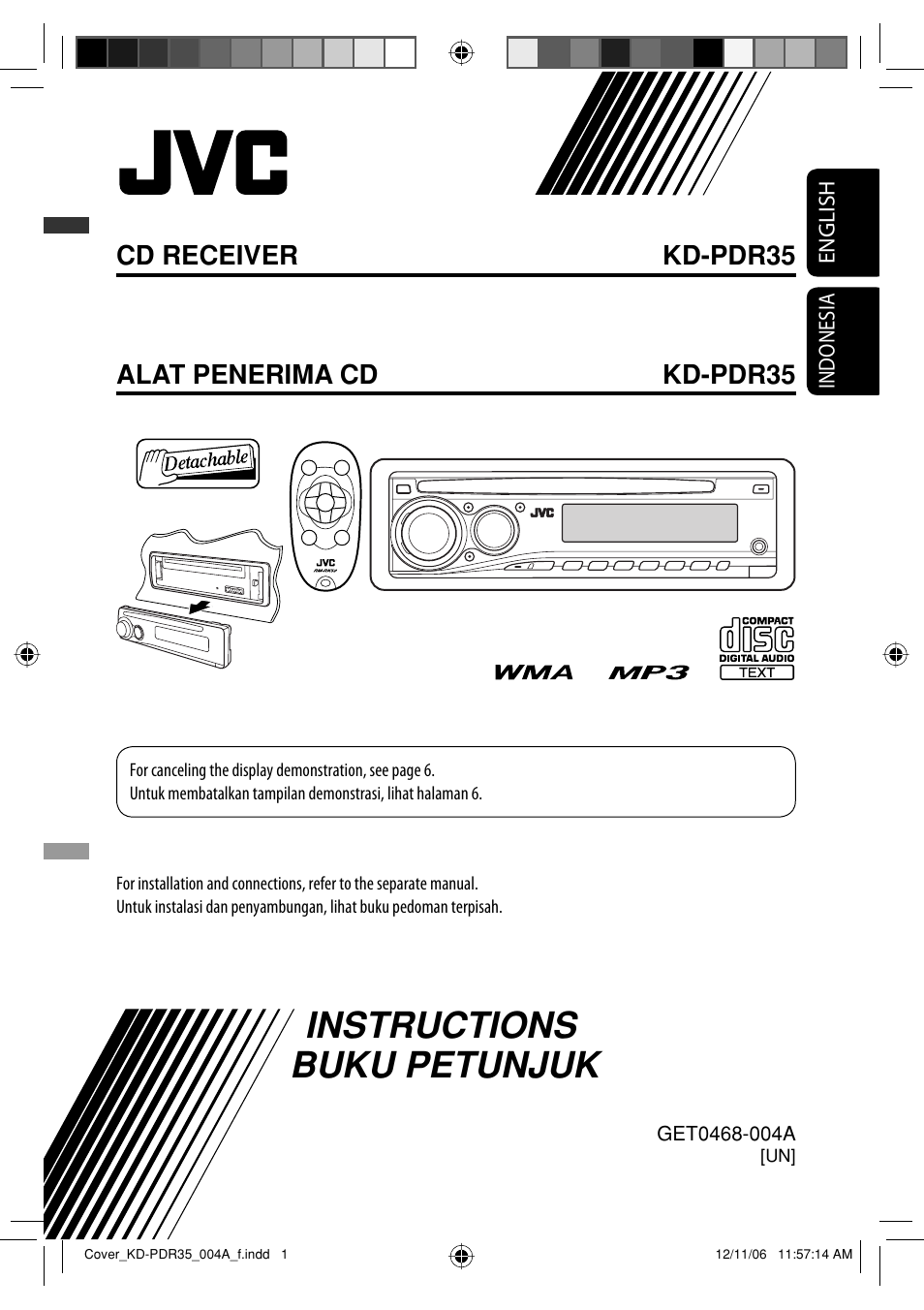 Kd-pdr35 un, Instructions, Instructions buku petunjuk | JVC KD-APD38 User Manual | Page 117 / 172