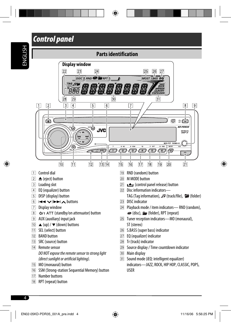 Control panel | JVC KD-APD38 User Manual | Page 120 / 172