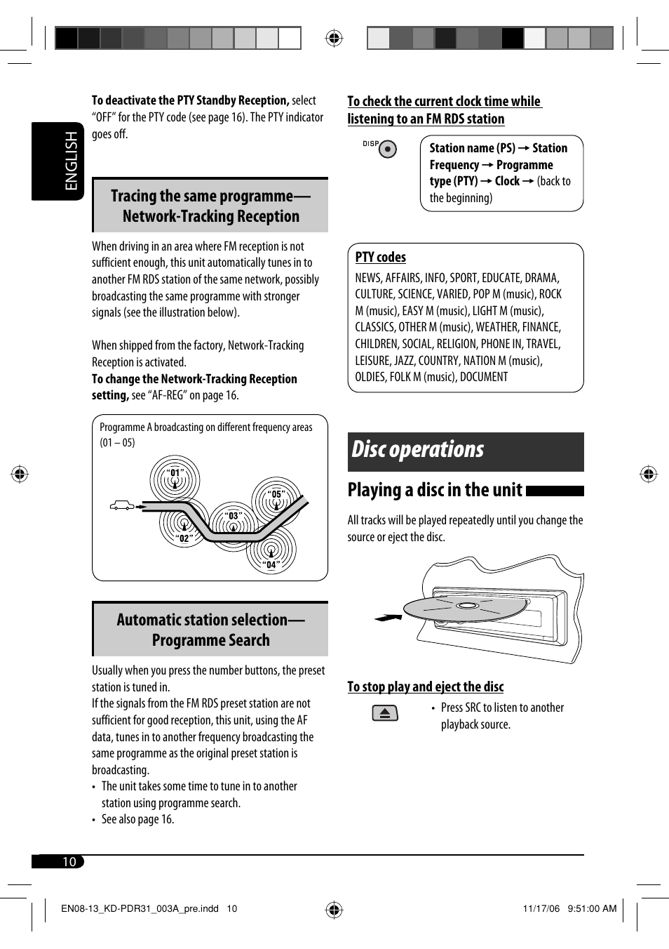 Disc operations, Playing a disc in the unit | JVC KD-APD38 User Manual | Page 38 / 172