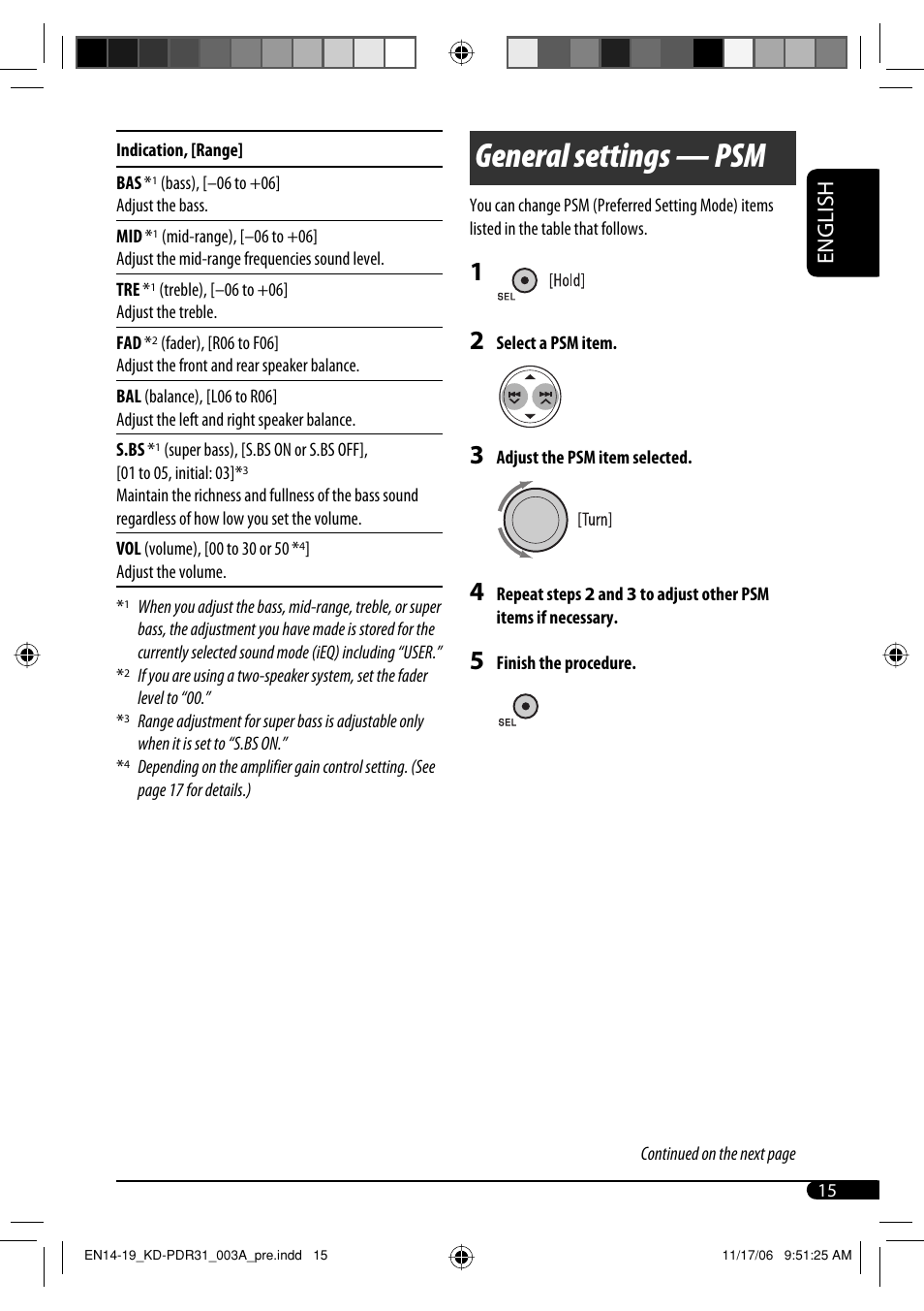 General settings — psm | JVC KD-APD38 User Manual | Page 43 / 172