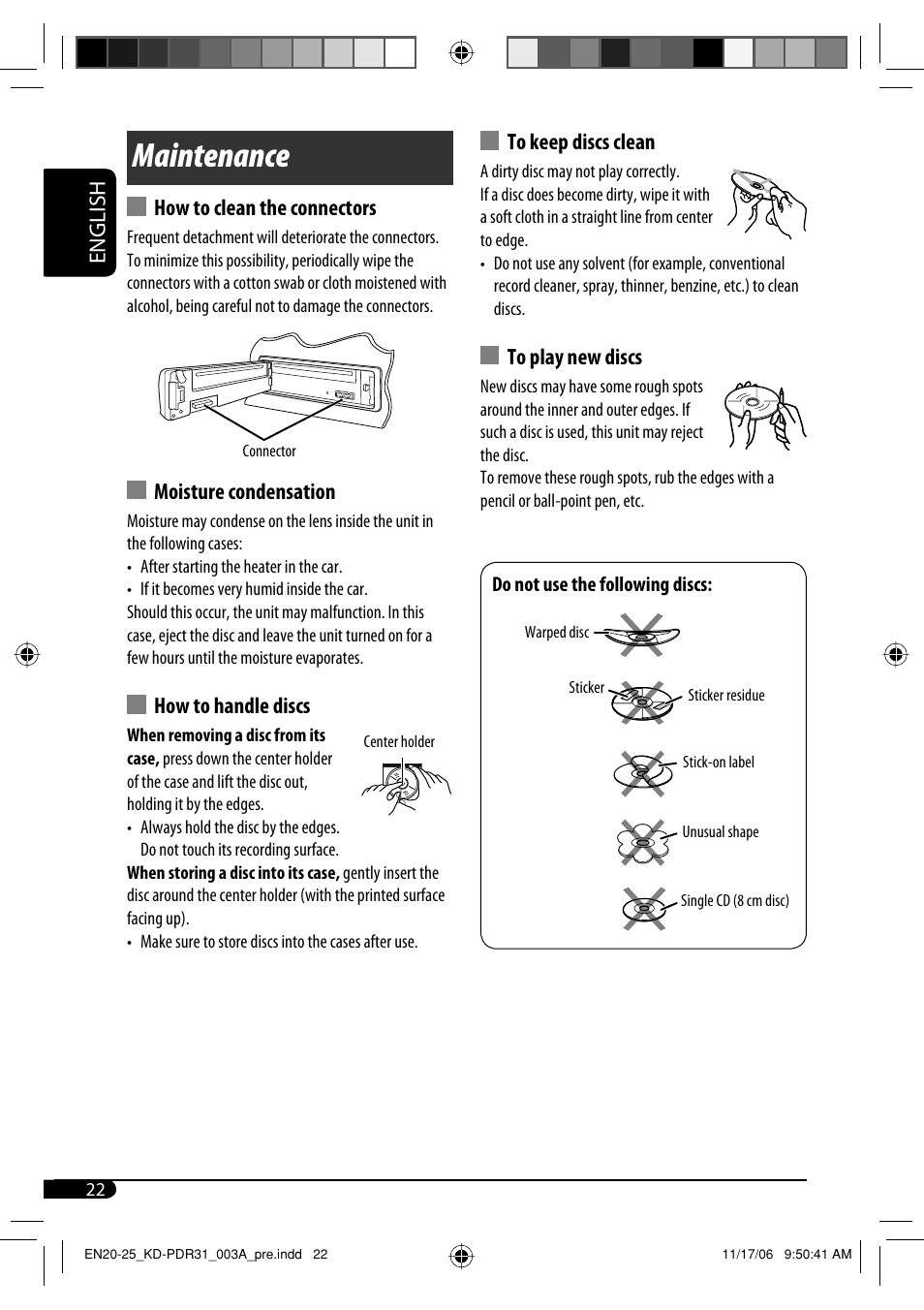 Maintenance | JVC KD-APD38 User Manual | Page 50 / 172