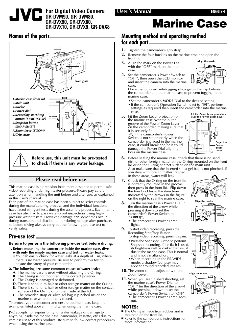 JVC MARINE CASE GR-DVX80 User Manual | 2 pages